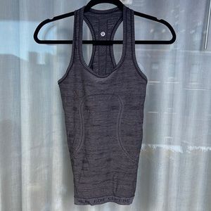 LULULEMON Gray Racerback “I Run For Cheese” Athletic Top